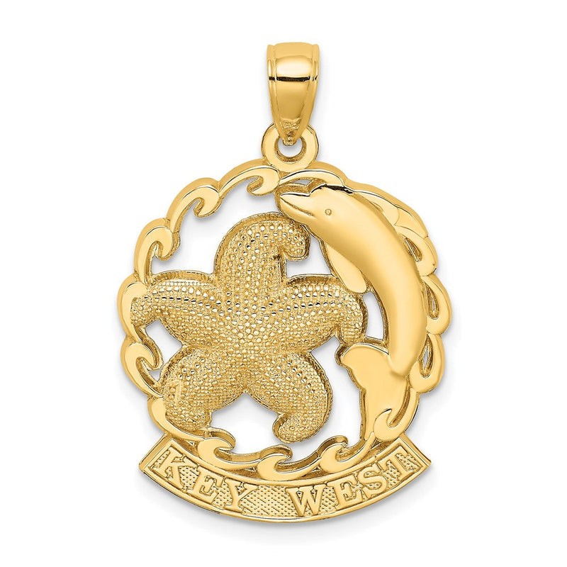 14K Gelbgold KEY WEST Charm mit Seestern und Delfin