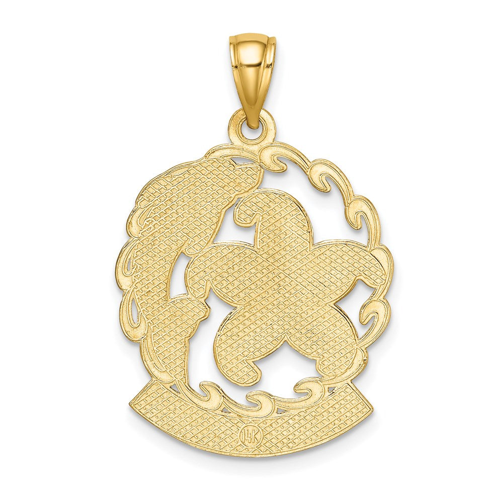 14K Gelbgold ST. THOMAS Seestern- und Delfin-in-Welle-Charm