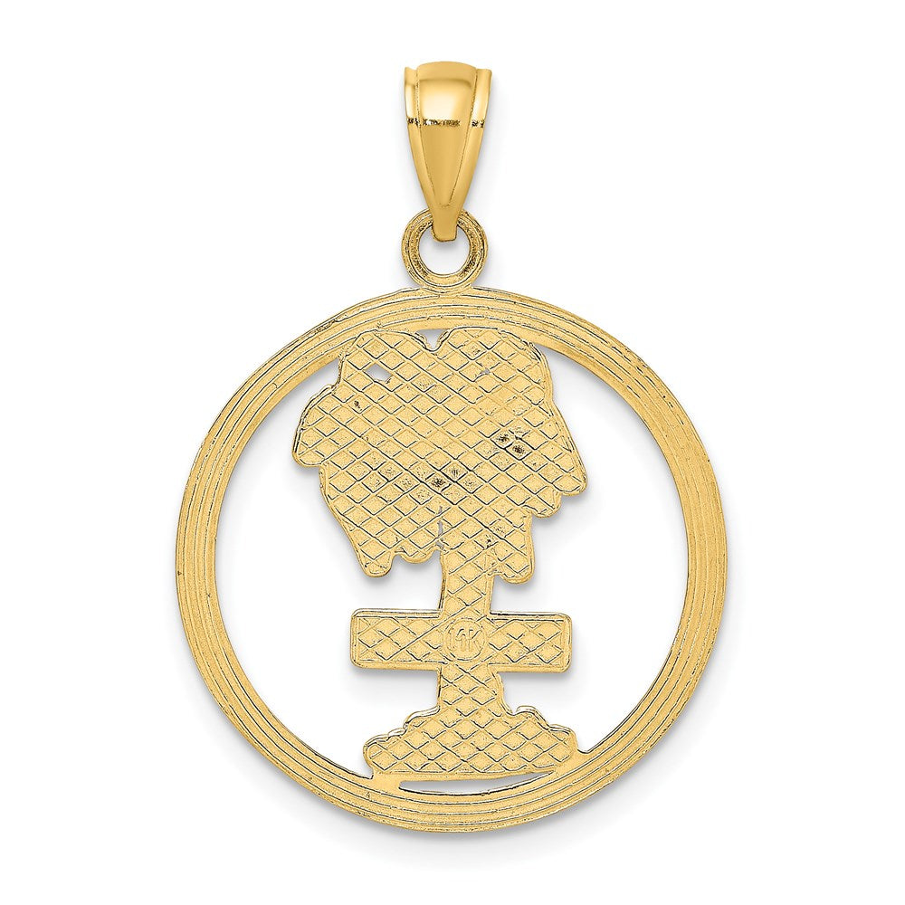14K Gelbgold KEY WEST Palmen-Kreis-Charm