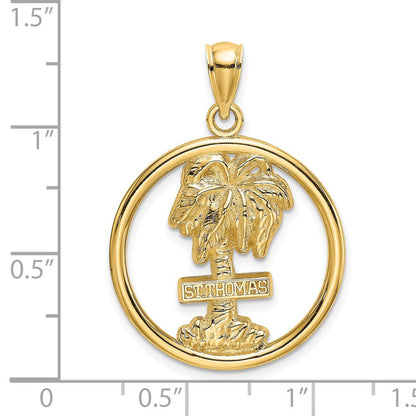 14K Gelbgold ST. THOMAS Palmenbaum Rund-Charm