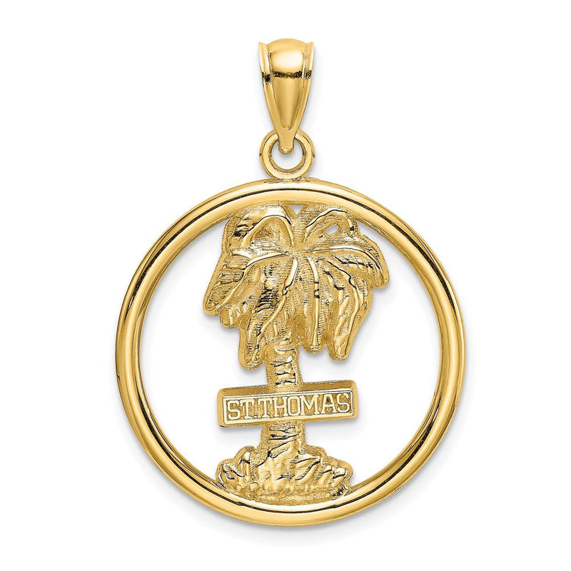 14K Gelbgold ST. THOMAS Palmenbaum Rund-Charm