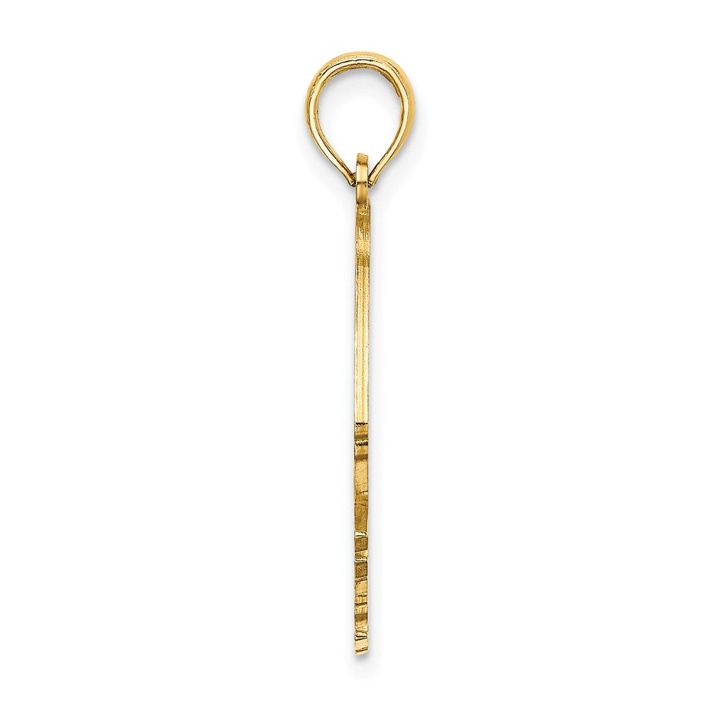 14K Gelbgold Polierter Charm „ARUBA“ mit Ausschnitt, Engelfisch darunter