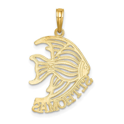 14K Gelbgold polierter ST. THOMAS Engelfisch-Charm