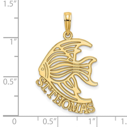 14K Gelbgold polierter ST. THOMAS Engelfisch-Charm