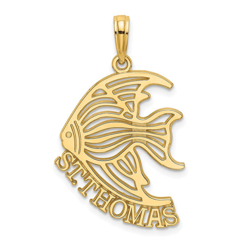 14K Gelbgold polierter ST. THOMAS Engelfisch-Charm