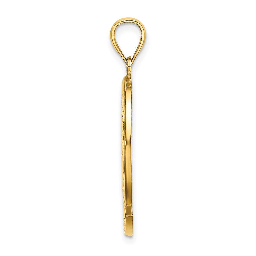 14K Gelbgold Charm ARUBA mit Delfin-Sonnenuntergang im Rahmen