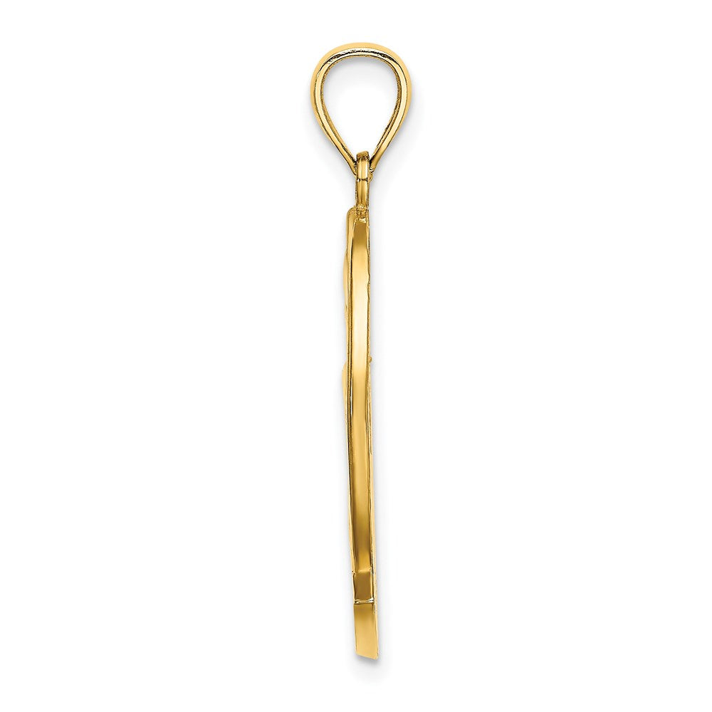 14K Gelbgold Curaçao-Charm mit Delfin und Sonnenuntergang