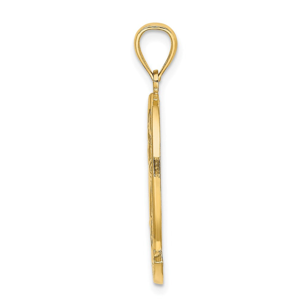 14K Gelbgold Charm St. Thomas mit Delfin-Sonnenuntergang-Szene