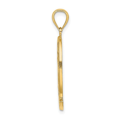 14K Gelbgold Charm St. Thomas mit Delfin-Sonnenuntergang-Szene