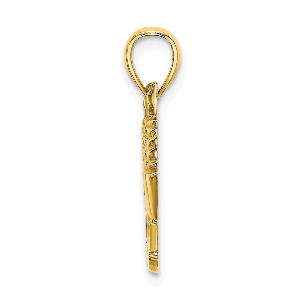 14K Gelbgold polierter 2-D Aruba Kreuzfahrtschiff-Charm mit Welle