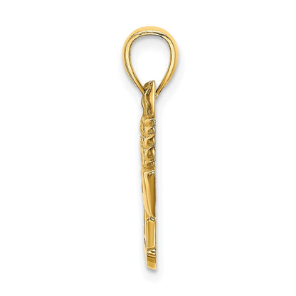 14K Gelbgold polierter 2-D Aruba Kreuzfahrtschiff-Charm mit Welle