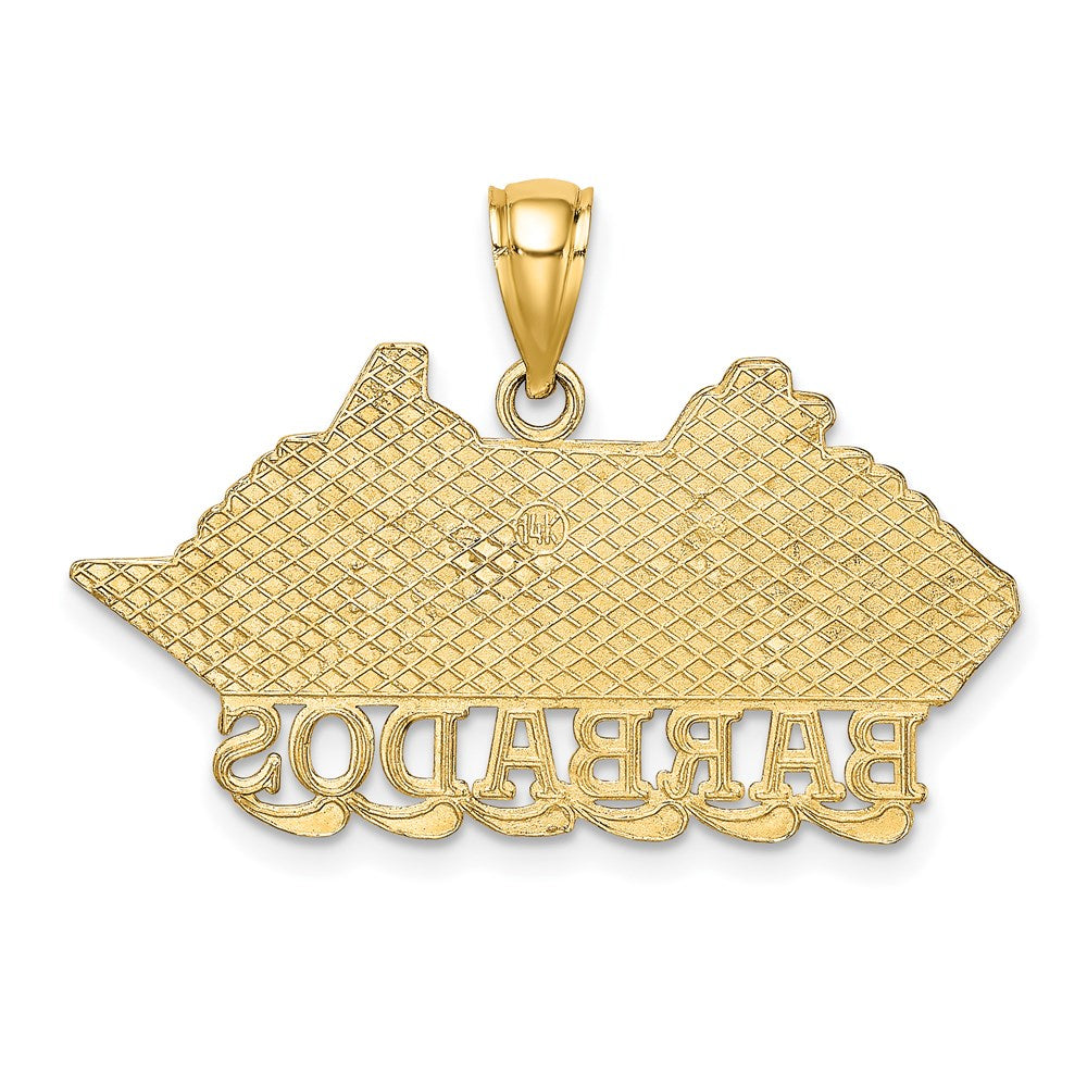 14K Gelbgold Polierter BARBADOS-Kreuzfahrtschiff-Charm
