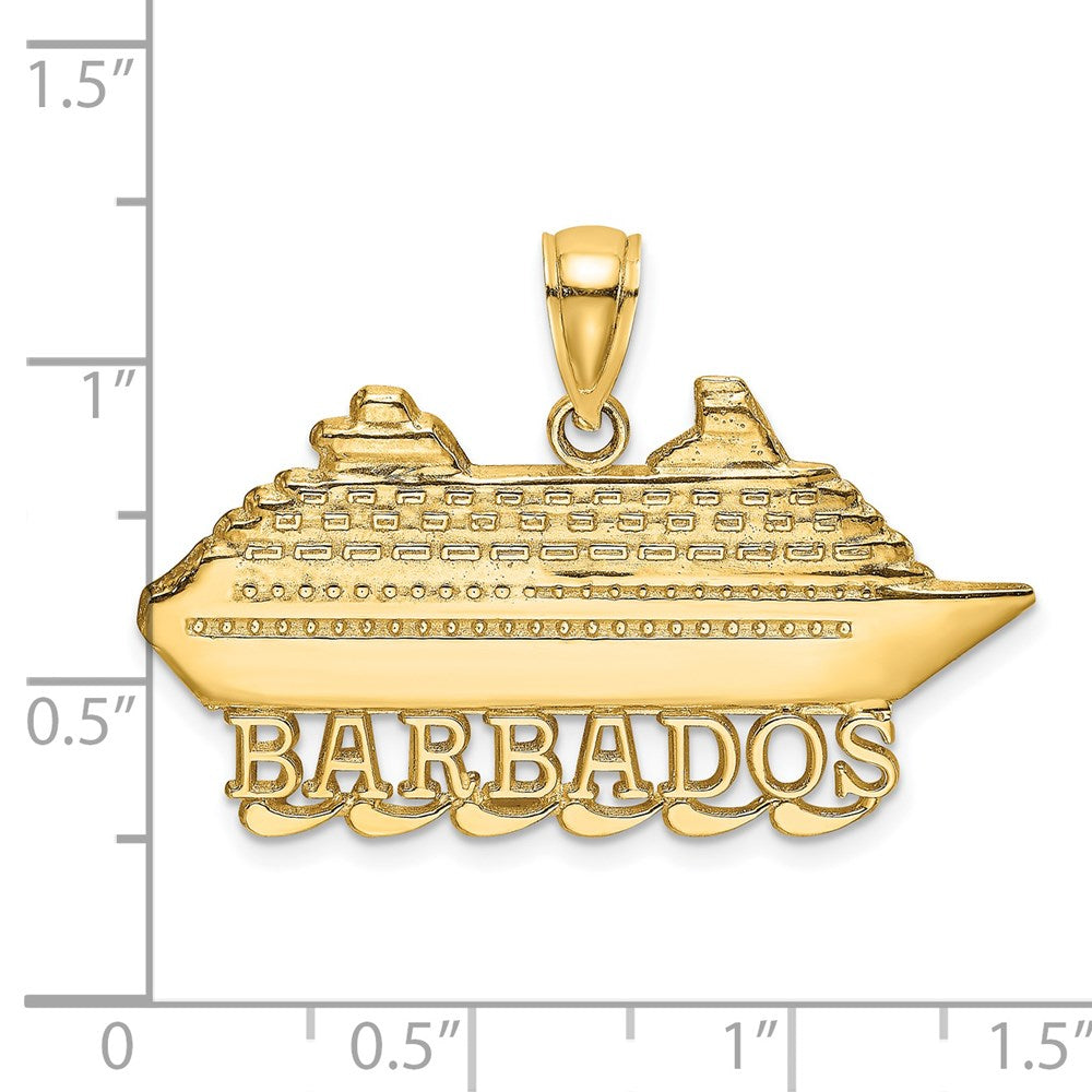14K Gelbgold Polierter BARBADOS-Kreuzfahrtschiff-Charm