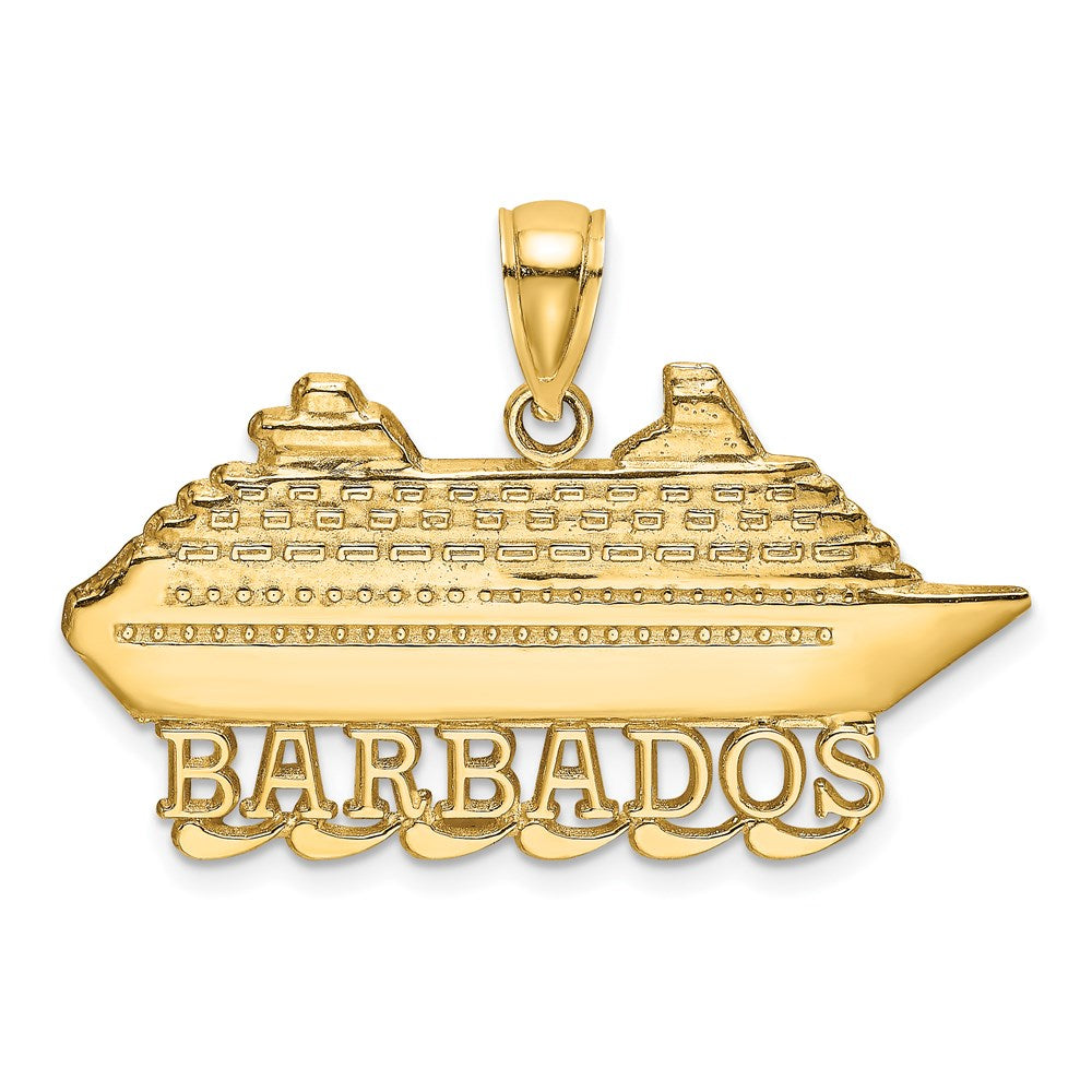 14K Gelbgold Polierter BARBADOS-Kreuzfahrtschiff-Charm