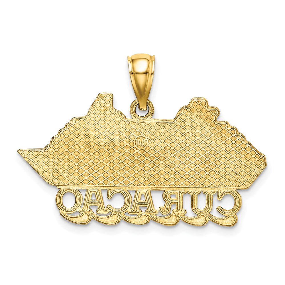 14K Gelbgold poliert Kreuzfahrtschiff-Charm CURACAO