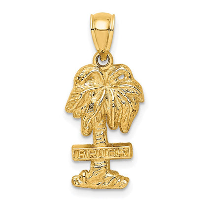 14K Gelbgold ARUBA-auf-Palme-Anhänger