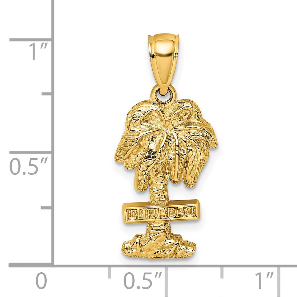 14K Gelbgold 2-D-Charm „Curacao“ auf Palme