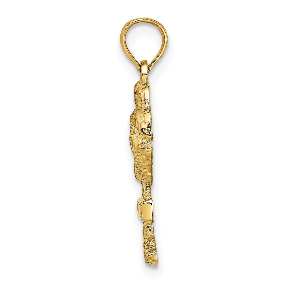 14 Karat Gelbgold 2-D Sankt Martin auf Palme Charm