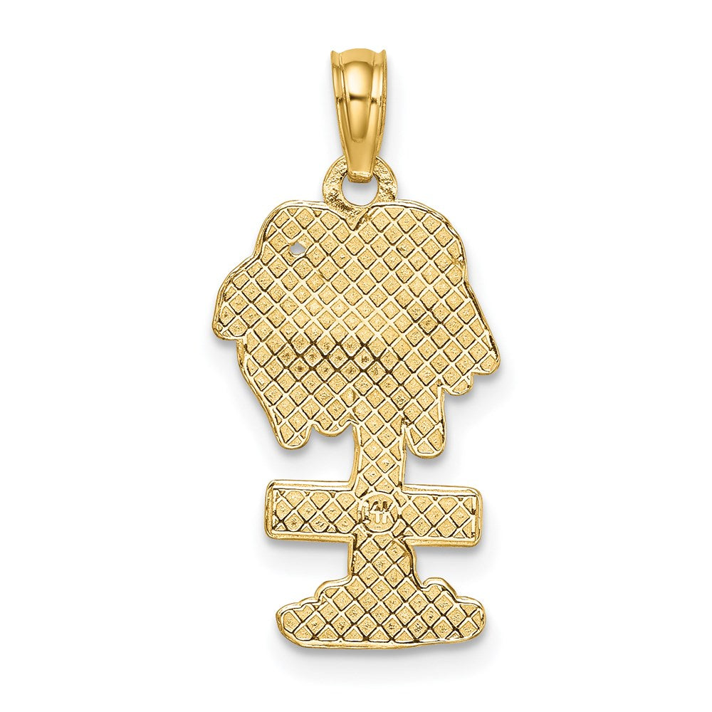 14 Karat Gelbgold 2-D Sankt Martin auf Palme Charm