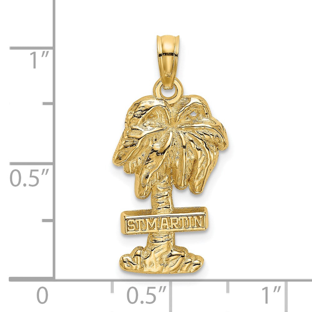 14 Karat Gelbgold 2-D Sankt Martin auf Palme Charm