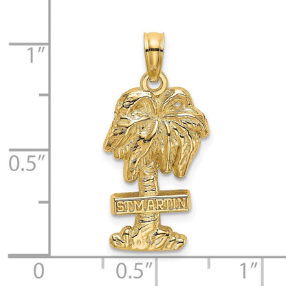 14 Karat Gelbgold 2-D Sankt Martin auf Palme Charm