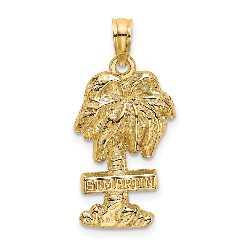 14 Karat Gelbgold 2-D Sankt Martin auf Palme Charm