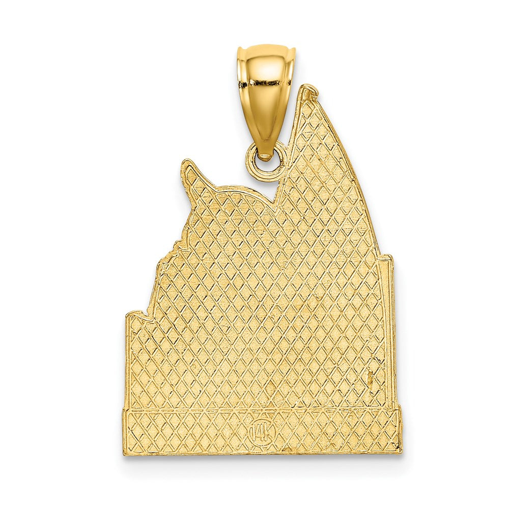 14K Gelbgold Charm „Aruba“ mit Segelboot- und Möwen-Motiv
