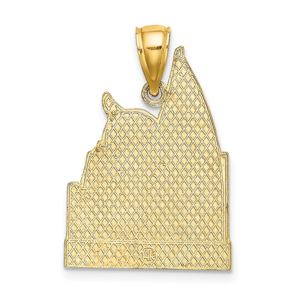 14K Gelbgold Curaçao-Charm mit Segelboot und Möwe