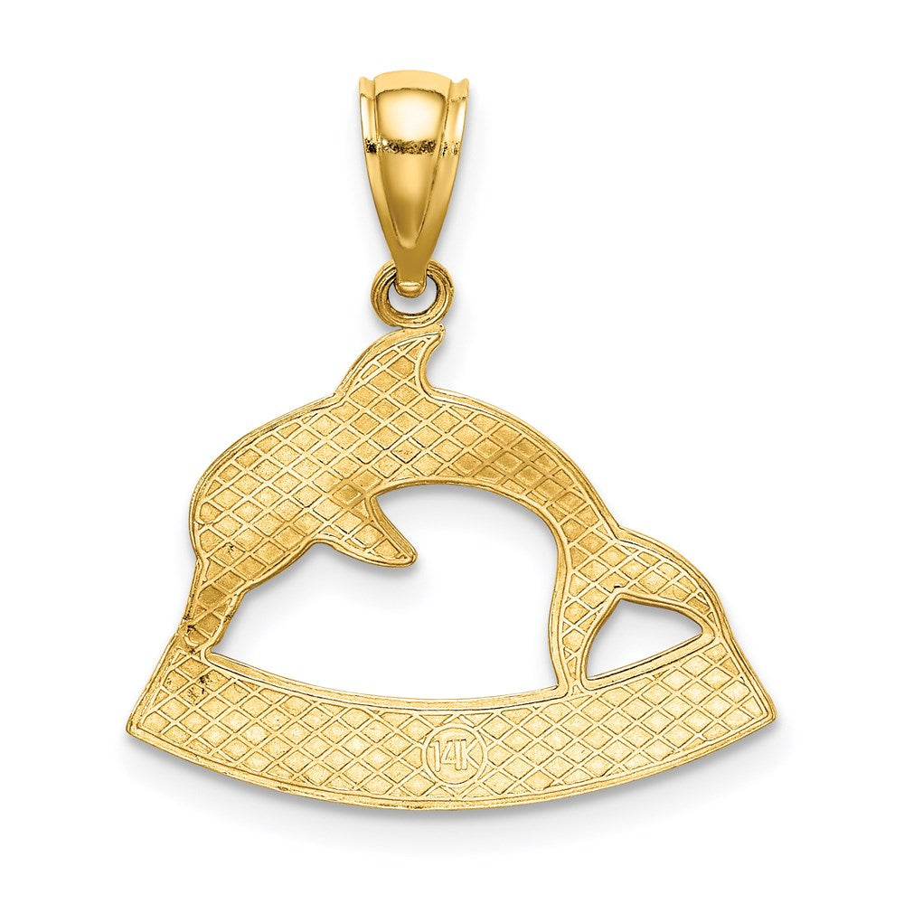 14K Gelbgold 2-D ARUBA unter poliertem Delfin-Charm