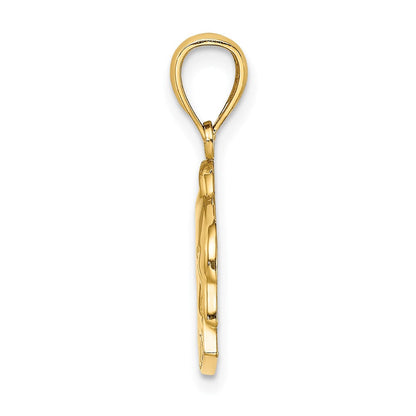 14K Gelbgold polierter BARBADOS-Delfin-Charm