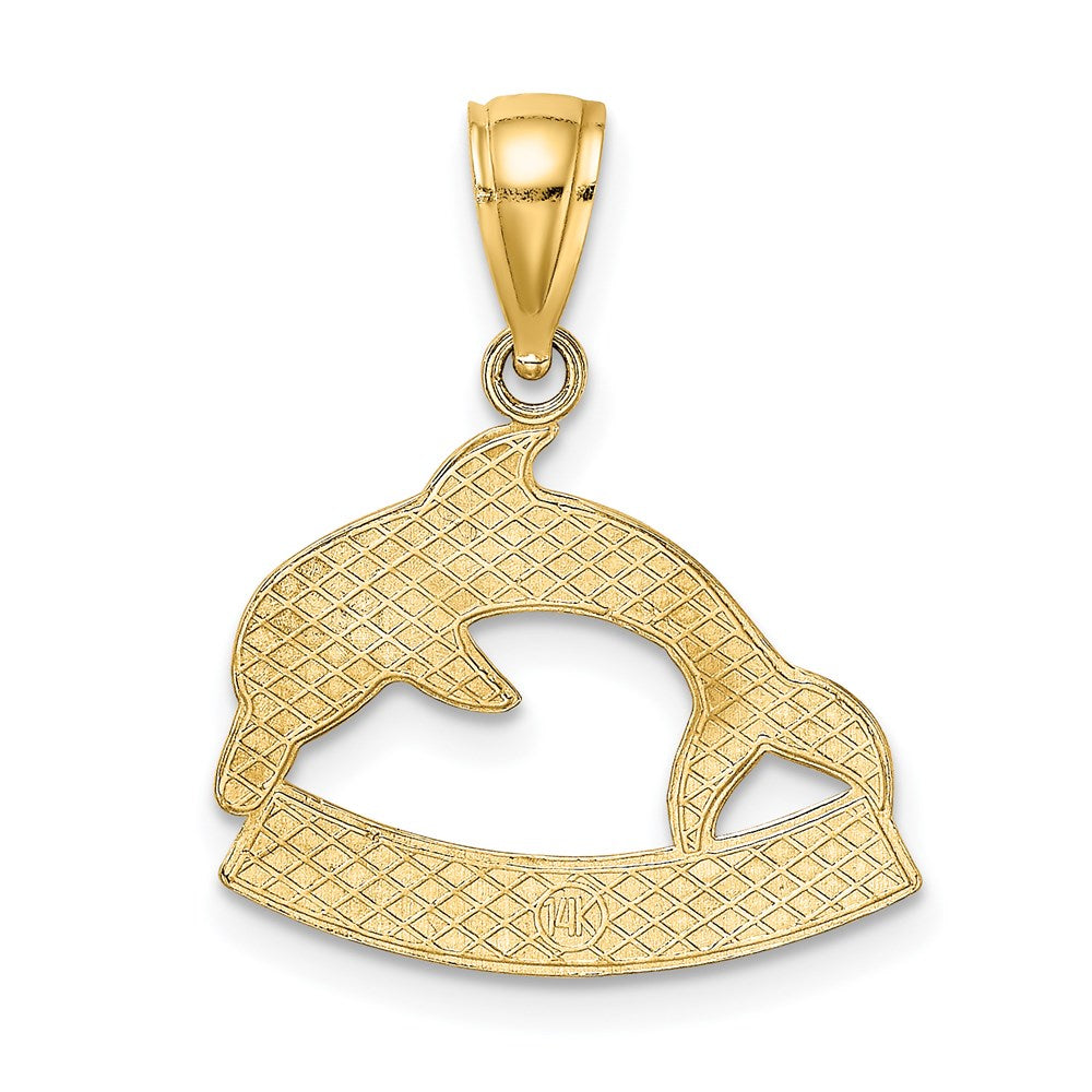 14K Gelbgold polierter BARBADOS-Delfin-Charm