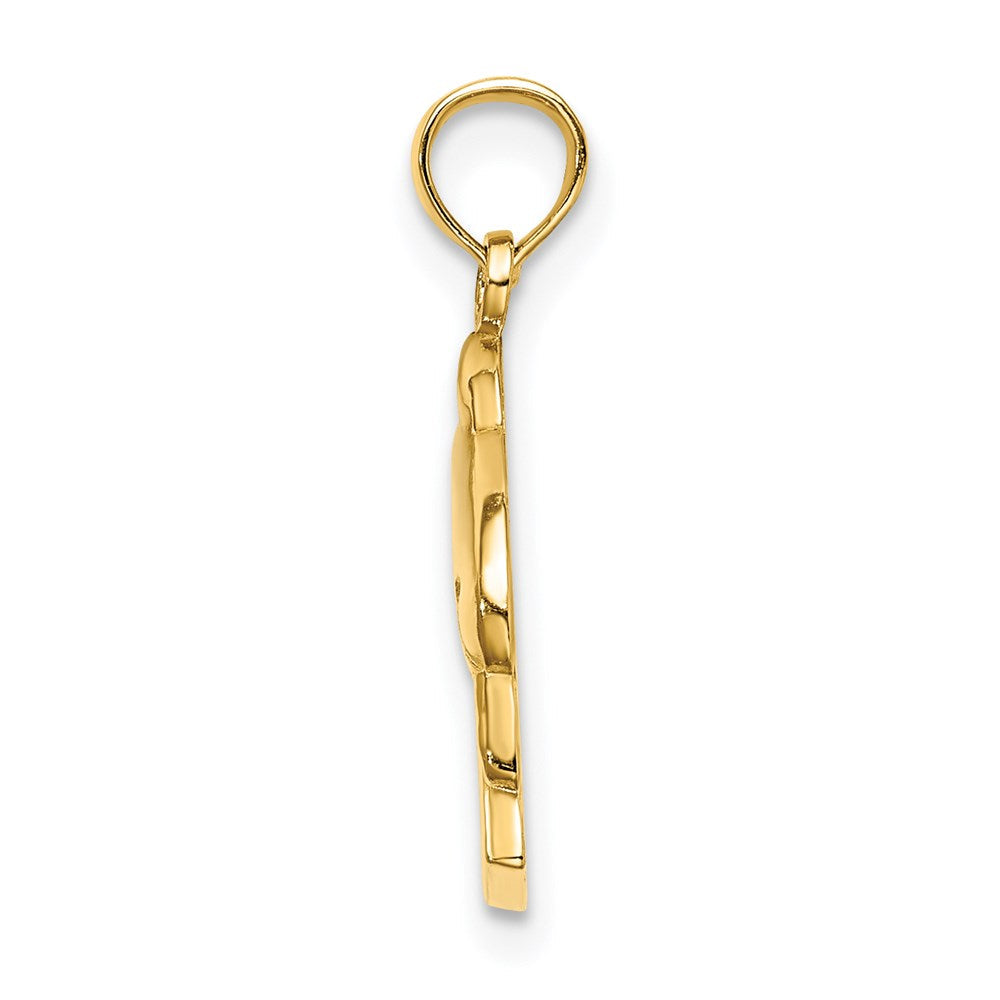 14 Karat Gelbgold 2-D CURACAO Unterseite Poliert Delfin-Charm