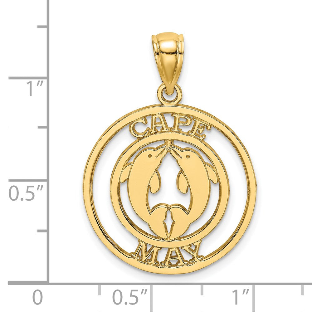 14K Gelbgold CAPE MAY Charm mit Delfinen, rund