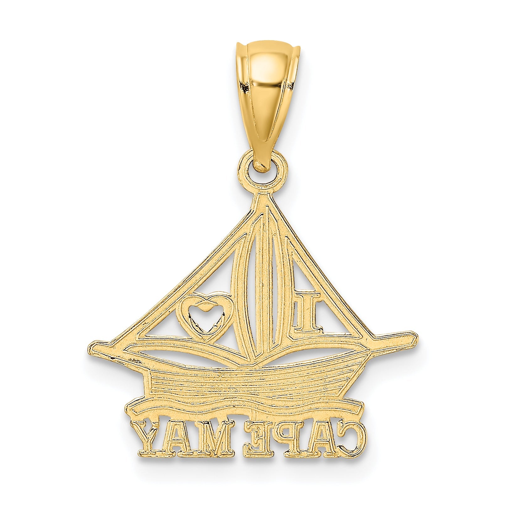 14K Gelbgold I Herz Cape May mit Ausgeschnitten Boot Charm