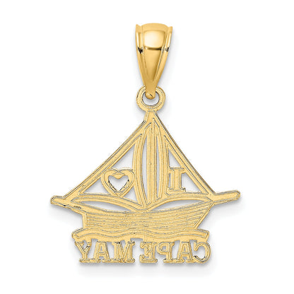 14K Gelbgold I Herz Cape May mit Ausgeschnitten Boot Charm