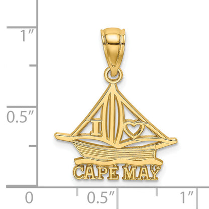14K Gelbgold I Herz Cape May mit Ausgeschnitten Boot Charm