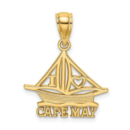 14K Gelbgold I Herz Cape May mit Ausgeschnitten Boot Charm