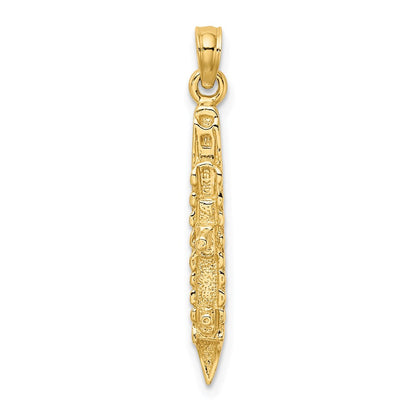 14 Karat Gelbgold 3-D Polierter Kreuzfahrtschiff-Charm