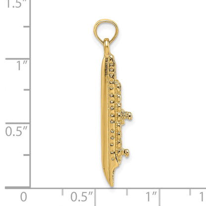 14 Karat Gelbgold 3-D Polierter Kreuzfahrtschiff-Charm