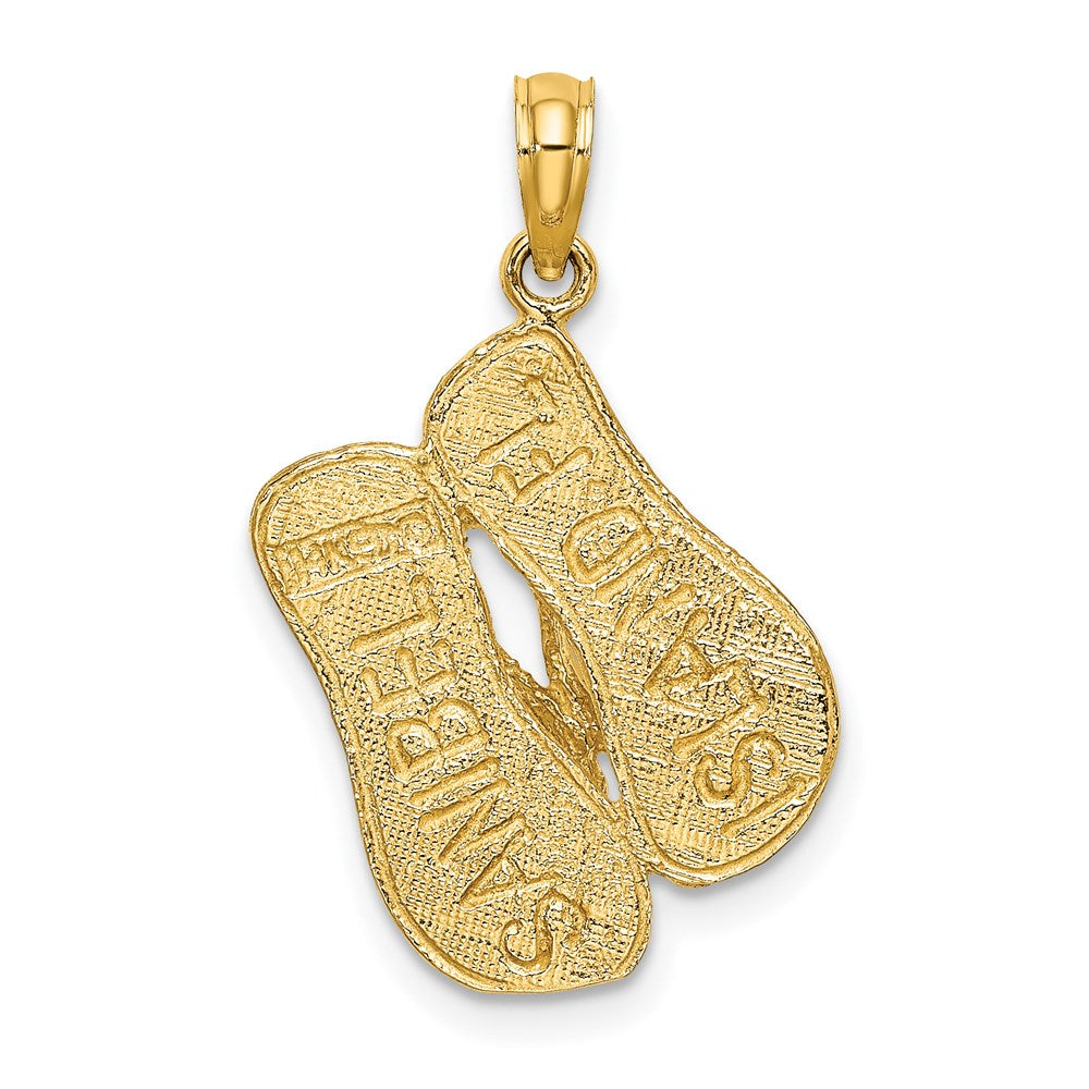 14K Gelbgold 3D-Charm „SANIBEL ISLAND" mit großem Doppel-Flip-Flop