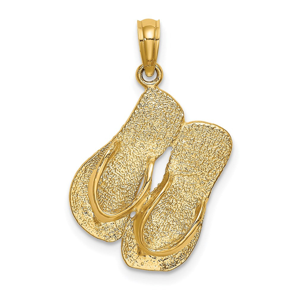 14K Gelbgold 3D-Charm „SANIBEL ISLAND" mit großem Doppel-Flip-Flop