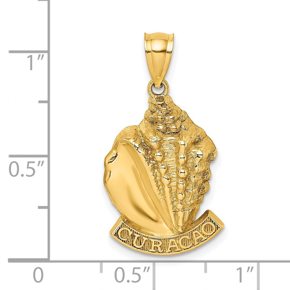 14K Gelbgold 2-D-Charm „Muschel über CURACAO