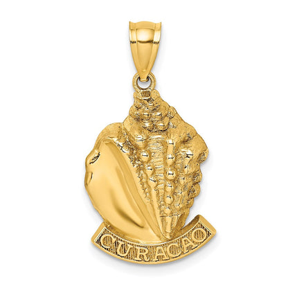14K Gelbgold 2-D-Charm „Muschel über CURACAO