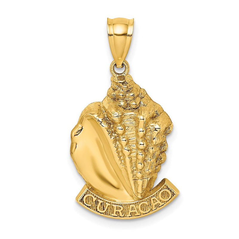 14K Gelbgold 2-D-Charm „Muschel über CURACAO