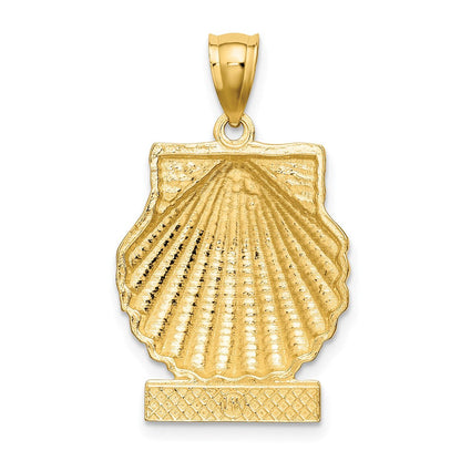 14 Karat Gelbgold 2-D STONE HARBOR Charm unter Jakobsmuschel