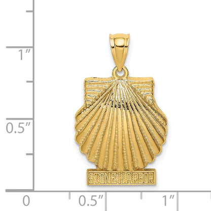 14 Karat Gelbgold 2-D STONE HARBOR Charm unter Jakobsmuschel