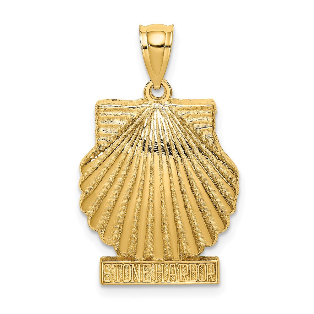 14 Karat Gelbgold 2-D STONE HARBOR Charm unter Jakobsmuschel