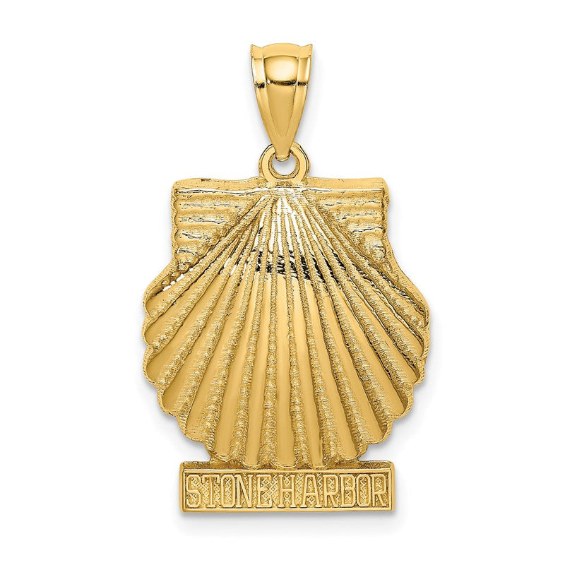 14 Karat Gelbgold 2-D STONE HARBOR Charm unter Jakobsmuschel