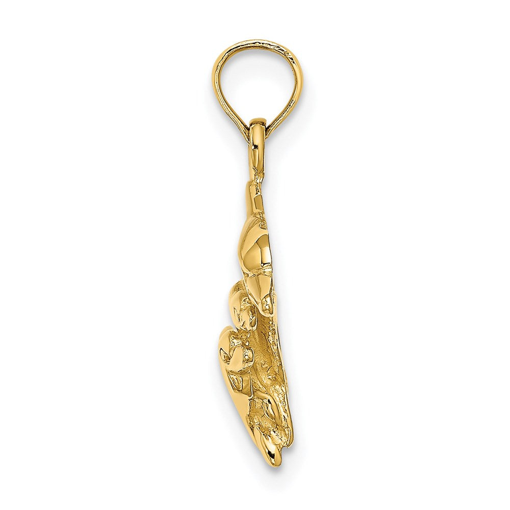 14K Gelbgold Delfin-Anhänger mit 2 Baby-Delfinen