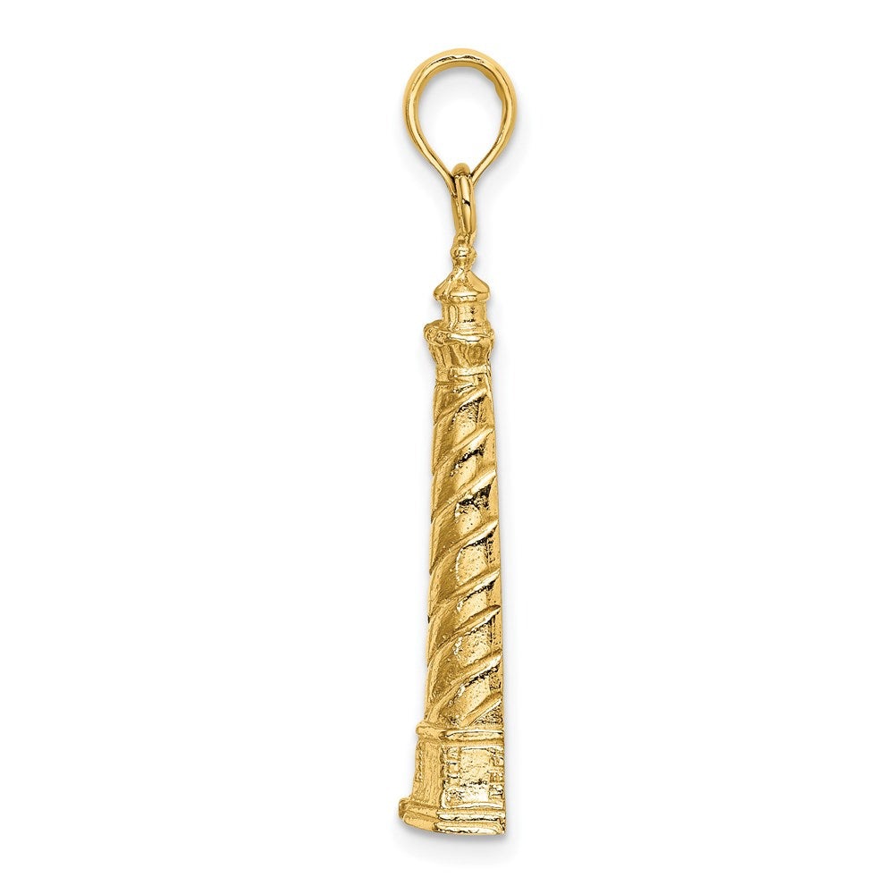 14 Karat Gelbgold Cape-Hatteras-Leuchtturm-Charm 2D